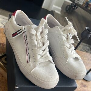 Tommy Hilfiger White Sneakers with Red and Black Details